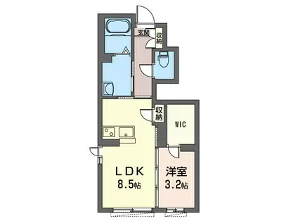 キュウブオンダ(1LDK/1階)の間取り写真