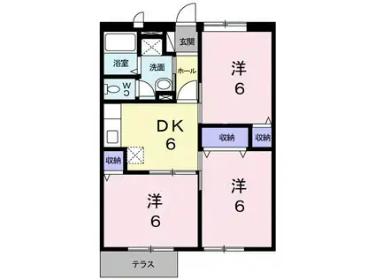 シャンドフルールB(3DK/1階)の間取り写真