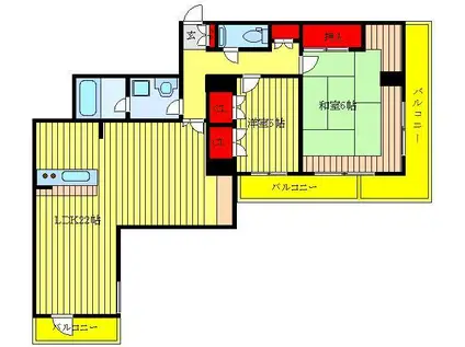 シティヴィラ本町(2LDK/7階)の間取り写真
