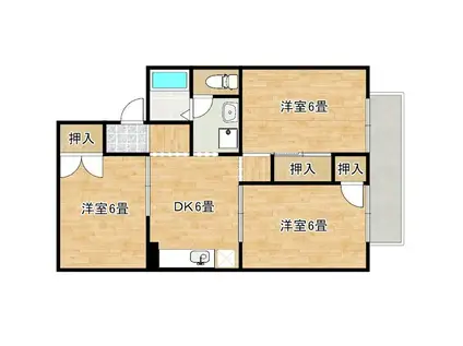 レジデンス東山II(3DK/2階)の間取り写真