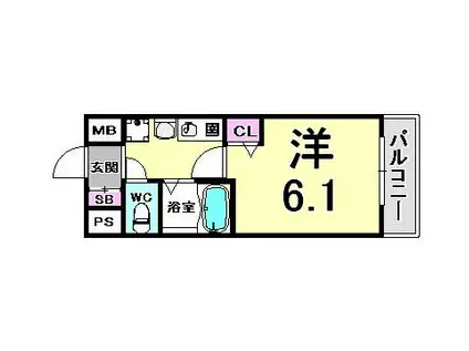 エステムコート神戸西II(1K/4階)の間取り写真