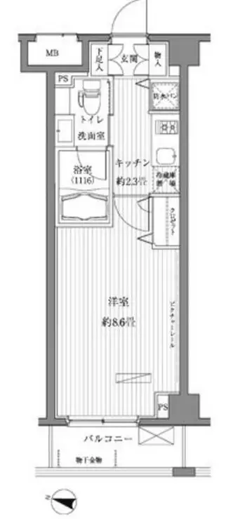 メゾンカルム西新宿 2階階 間取り