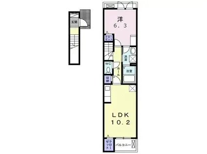 ウィステリア リズム(1LDK/2階)の間取り写真