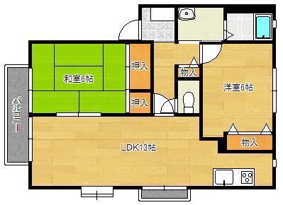 スターブル曽根A棟(2LDK/2階)の間取り写真