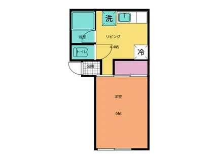 サンワード八王子(1DK/1階)の間取り写真