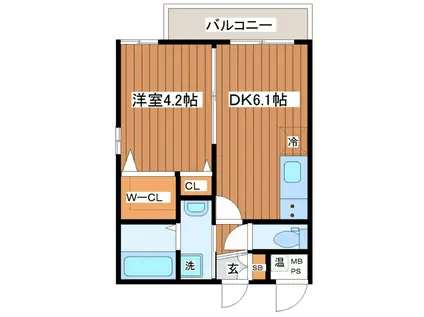 メルベージュ千林大宮(1DK/1階)の間取り写真