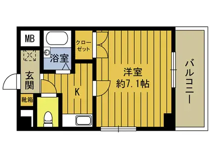 コーポつだII(1K/1階)の間取り写真