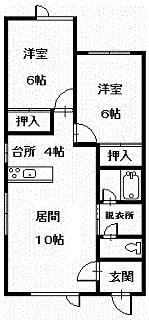 VIEアブニール(2LDK/1階)の間取り写真