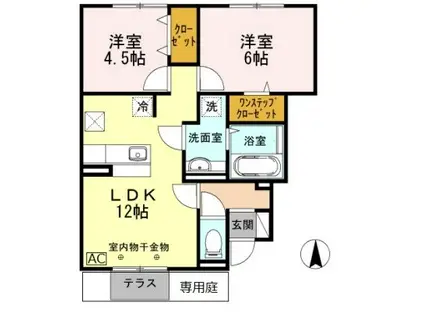 グランヒル青山(2LDK/1階)の間取り写真