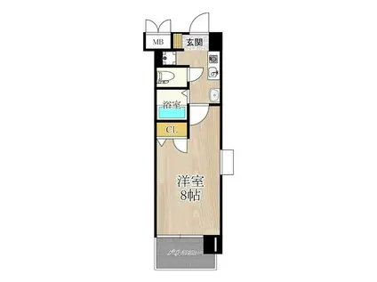 CITY SPIRE北梅田(1K/6階)の間取り写真