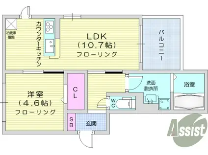 グランクード3(1LDK/3階)の間取り写真