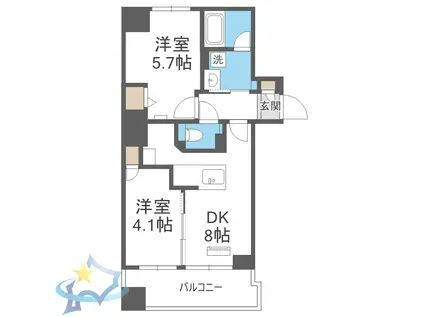 ラ・クラッセ札幌大通ウエスト(2DK/8階)の間取り写真