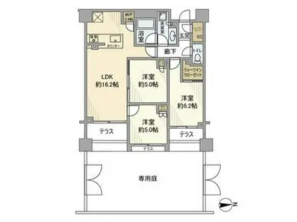 クレヴィア成城(3LDK/1階)の間取り写真