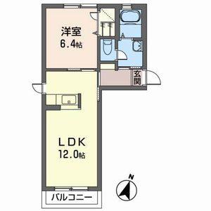 ルミエールショウワ B(1LDK/1階)の間取り写真