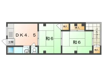 恒吉マンション(2K/3階)の間取り写真