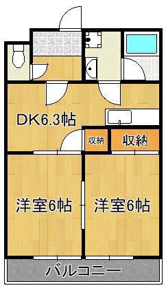 サンライズ門司(2DK/4階)の間取り写真