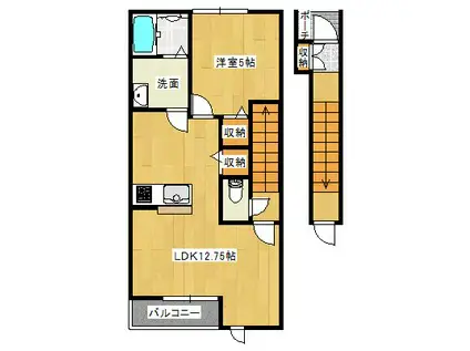 カーサ・モンレーヴIII(1LDK/2階)の間取り写真