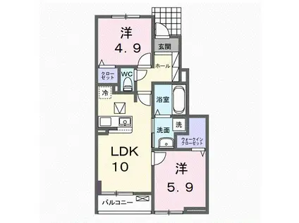 フランA(2LDK/1階)の間取り写真
