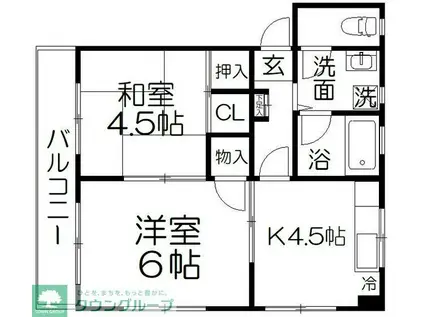 コーポレート北栄(2K/2階)の間取り写真