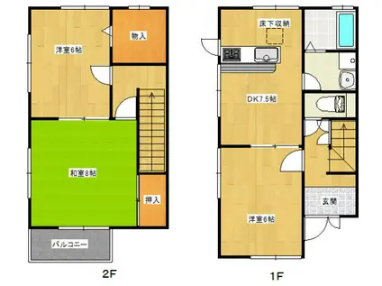 レジデンス川本 E棟(3SDK/1階)の間取り写真