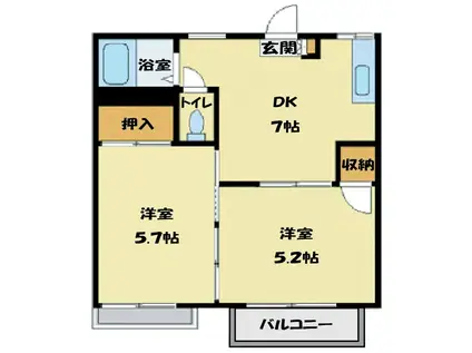山王荘3(2DK/2階)の間取り写真