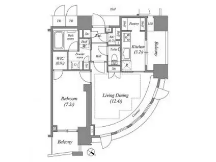 ザ・レジデンス赤坂檜町(1LDK/12階)の間取り写真