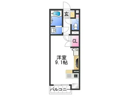 ミランダエスパーサ(ワンルーム/1階)の間取り写真
