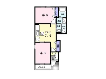 オアシス大内III(2DK/1階)の間取り写真
