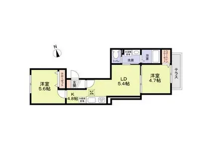 セレスティア西ケ原(2LDK/1階)の間取り写真