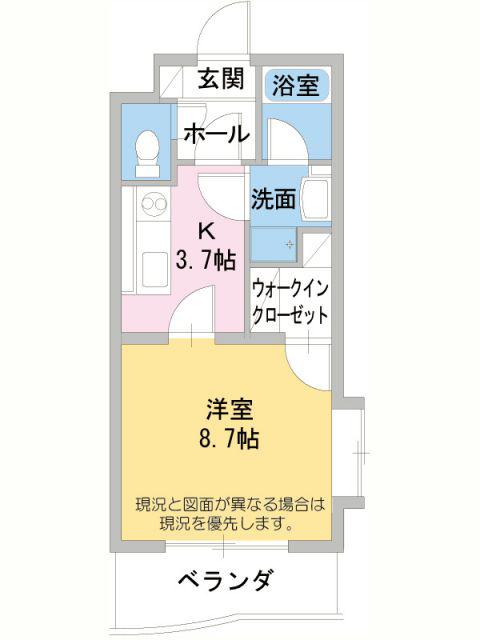 シャリル(1K/4階)の間取り写真
