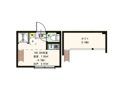 グランフィオーレ本町(ワンルーム/1階)の間取り写真