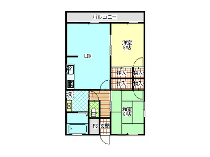 大門ハイツ(2LDK/2階)の間取り写真