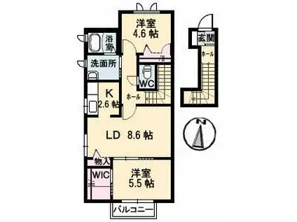 ヴァンベールM(2LDK/2階)の間取り写真