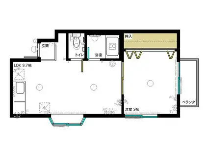 コーポ藤井(1LDK/2階)の間取り写真
