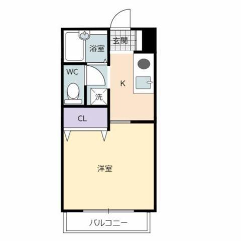 ルーム緑ノ丘(1K/1階)の間取り写真