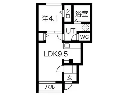 アスガルドB棟(1LDK/1階)の間取り写真
