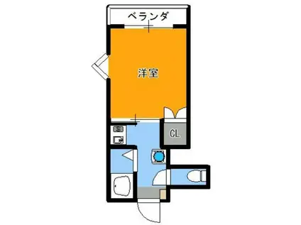 アップルコート紫原II(1K/2階)の間取り写真