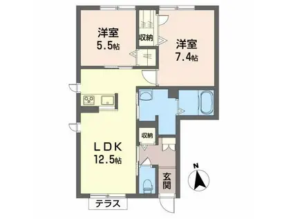 シャーメゾン奥野(2LDK/1階)の間取り写真