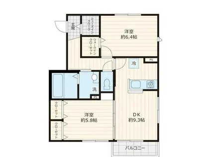 フィカーサ西東京A棟(2DK/1階)の間取り写真