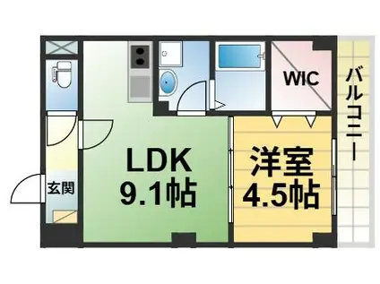 アルカンシェルコート緑橋(1LDK/2階)の間取り写真