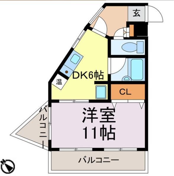 ナビオ杁中(1DK/4階)の間取り写真