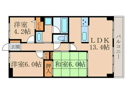 グランドメゾン伏見桃山(3LDK/7階)の間取り写真