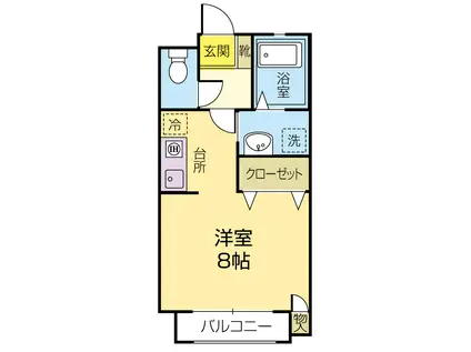 サンドヒル(1K/1階)の間取り写真