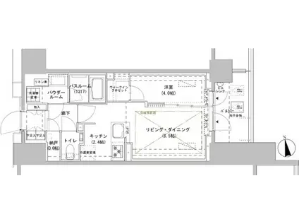 パークスフィア牛込神楽坂(1LDK/11階)の間取り写真