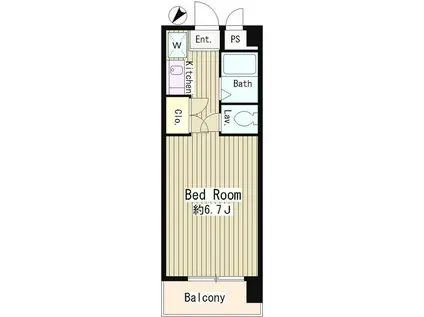 エステージ西調布(ワンルーム/1階)の間取り写真