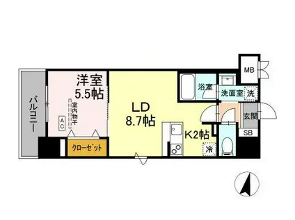 BULL HOUSE(1LDK/6階)の間取り写真