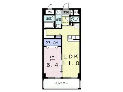 インテグラル我如古(1LDK/5階)の間取り写真