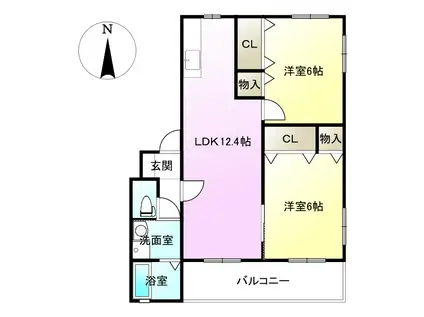 アリエッタS(2LDK/2階)の間取り写真