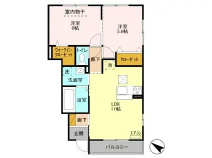 ウエストハイムIII(2LDK/1階)の間取り写真