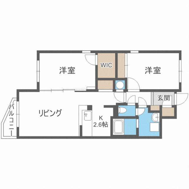ミーテ新さっぽろ(2LDK/1階)の間取り写真